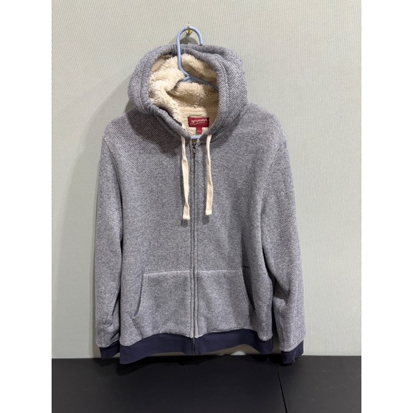Arizona Jean Company Other - Arizona Jean Co Mens Sherpa Lined Hoodie Gray Herringbone Full Zip Men's Size L
